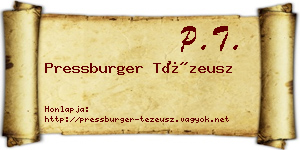 Pressburger Tézeusz névjegykártya